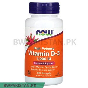 NOW Foods, Vitamin D-3, High Potency, 1,000 IU, 180 Softgels in Pakistan