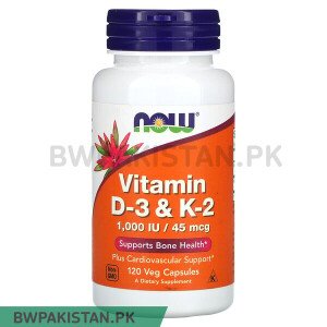 NOW Foods, Vitamin D-3 & K-2, 120 Veg Capsules in Pakistan